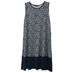 TIANA B Sleeveless Tank Polka Dot Dress Size M Navy Blue White